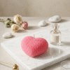 Pink Textured Heart Candle